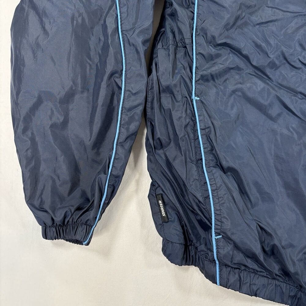 VINTAGE 90s Starter Windbreaker Jacket Mens M Navy Blue Pockets Full Zip Mesh - Picture 4 of 8